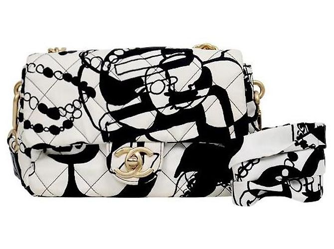 Chanel Two-Tone Print Top Handle Shoulder Bag Multiple colors