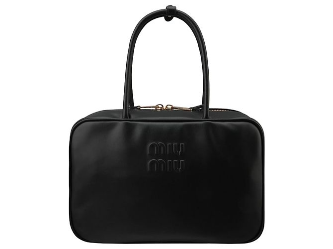 Miu Miu Leather Top Handle Tote Bag Black