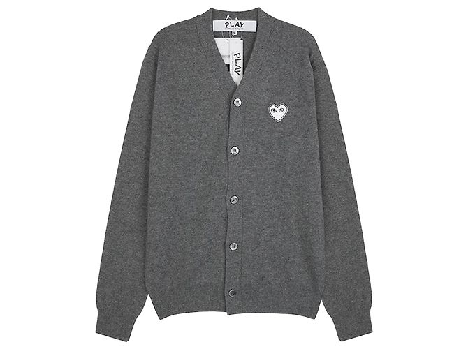 Comme Des Garcons Strickjacke mit Herzmuster Grau Braun 