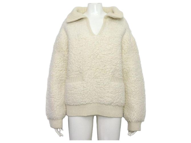 Céline Alpaka-Mischung Strickpullover für Damen Weiß 