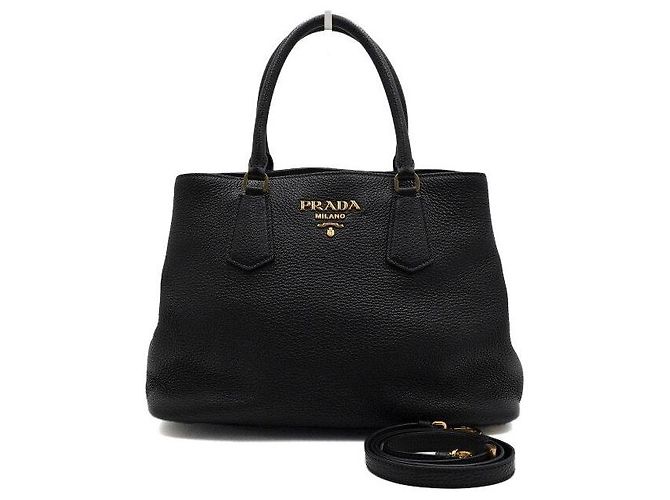 Prada Tote e borsa a tracolla in pelle Vitello Daino nera Nero