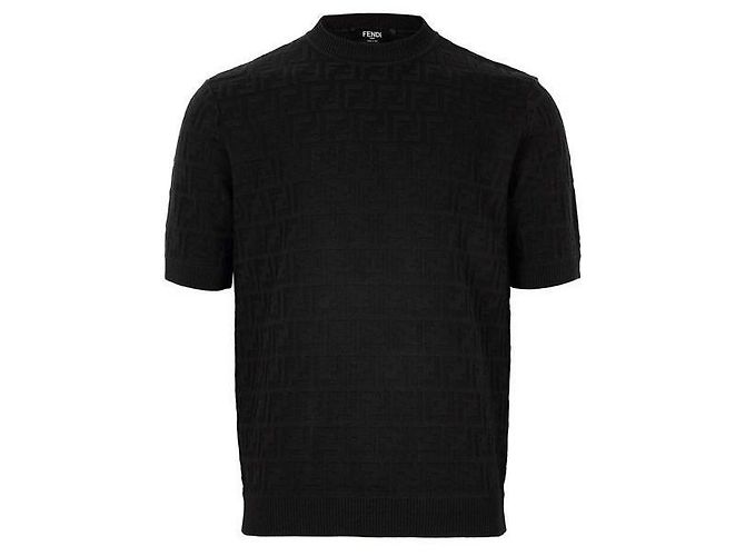 Fendi Schwarzer FF Kurzarm-Strick 