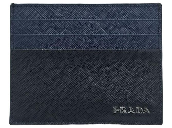 Prada Portacarte in pelle Saffiano Blu