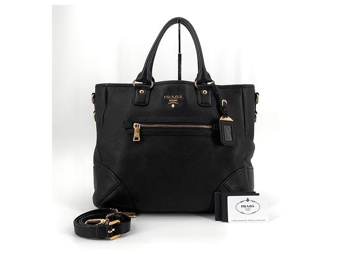 Prada Borsa Tote e Borsa a Spalla in Vitello Daino Nero
