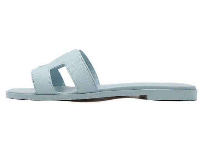 Hermès Sandali Oran in Epsom blu da donna