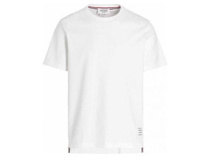 Thom Browne Locker sitzendes T-Shirt mit Seitenschlitz Weiß