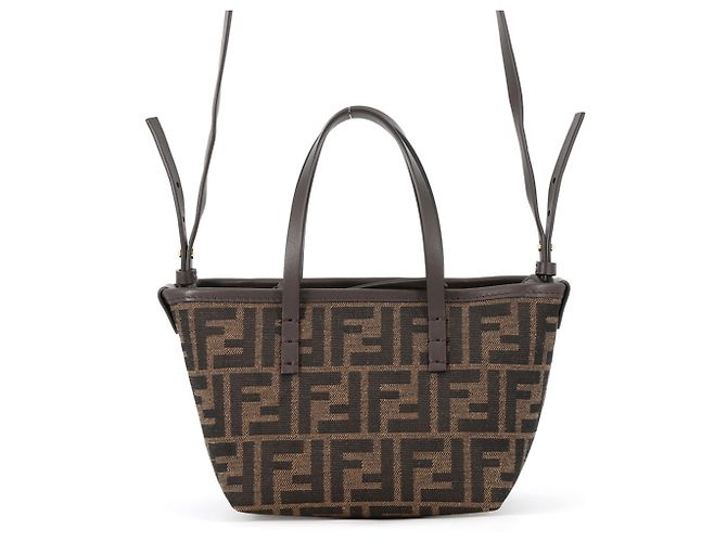 Mini sac à main Fendi Roll FF Jacquard Marron
