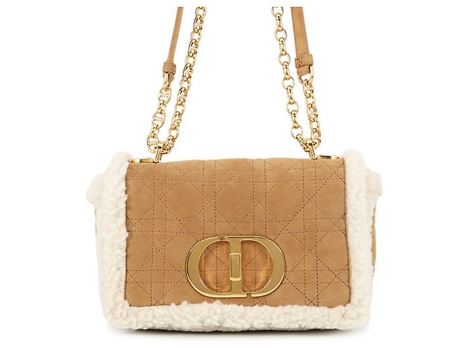 Borsa a tracolla in pelle beige e bianca Christian Dior Bianco