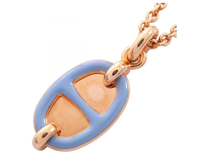 Hermès Hermes Chaine d'Ancre Mini Maillon PM Necklace Blue Golden 