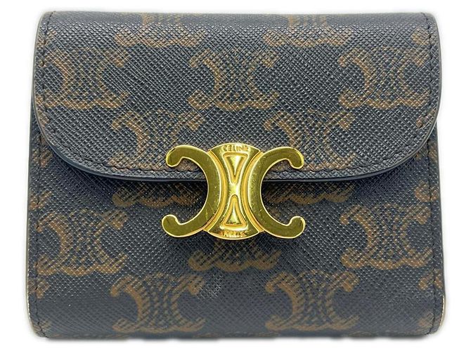 Céline CELINE Triomphe Canvas Small Flap Wallet Brown
