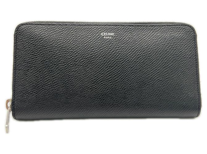 Céline Celine Long Black Grain Calf Leather Wallet