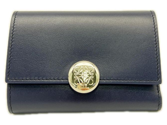 Loewe Tri-Fold Wallet in Navy Navy blue
