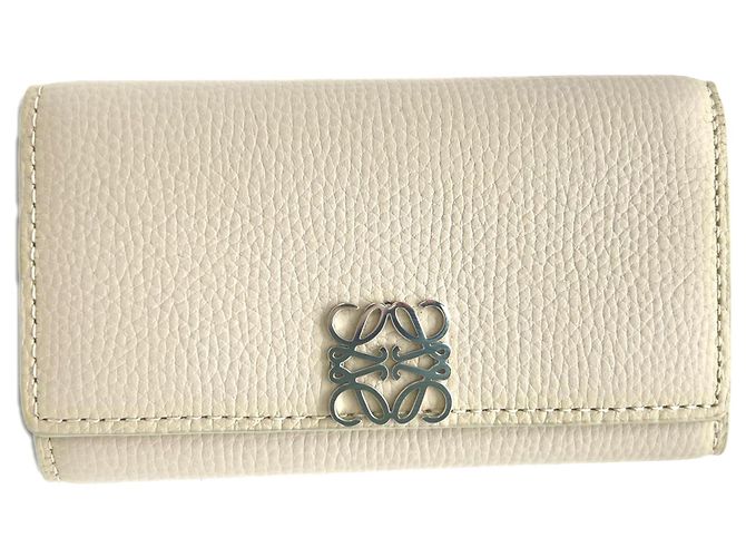 Loewe Pebble Grain Calf Anagram Key Case Beige