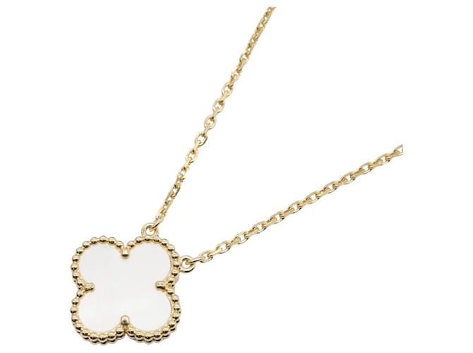 Van Cleef & Arpels Vintage Alhambra Halskette Weiß Golden 