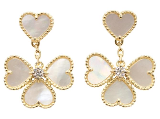 Van Cleef & Arpels Sweet Alhambra Effeage Earrings White Golden 