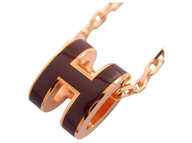 Hermès Hermes Mini Pop H Necklace Golden Dark red 