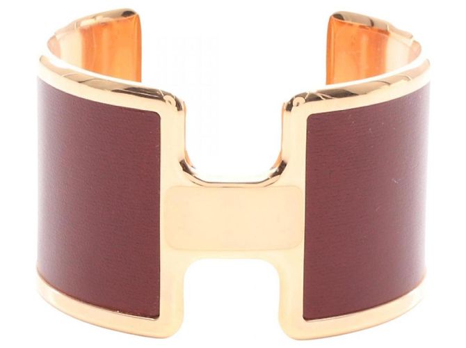 Hermès Hermes Olympe Rouge Bangle Golden Dark red
