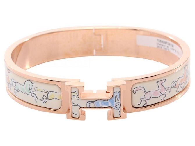 Pulsera Hermès Clic Clac PM Free Horse Multicolor Dorado Crudo
