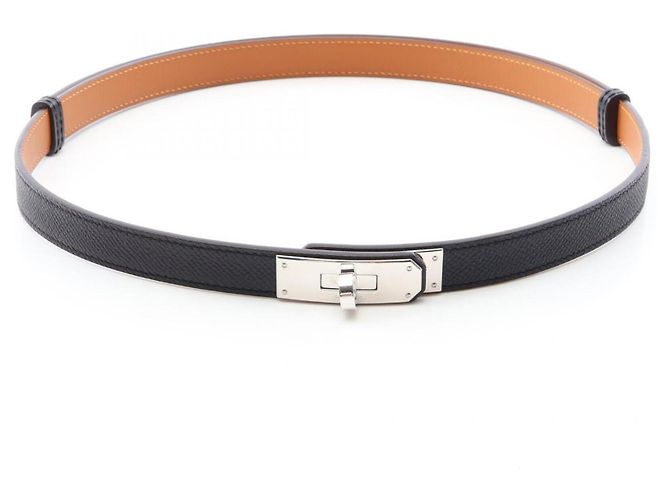 Cinturón Hermès Kelly Negro Plateado Plata