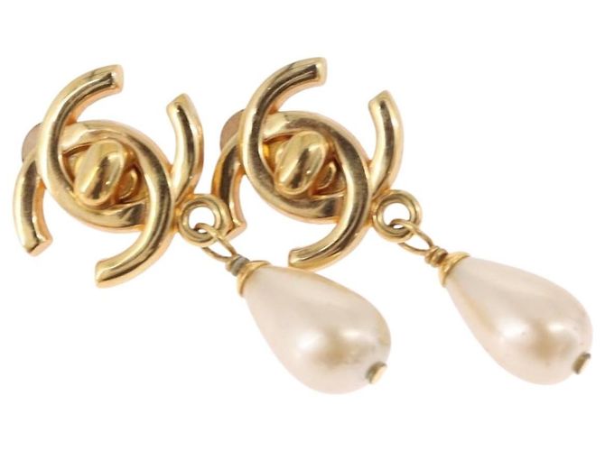 Chanel CC Dangle Clip-On Metal D'oro