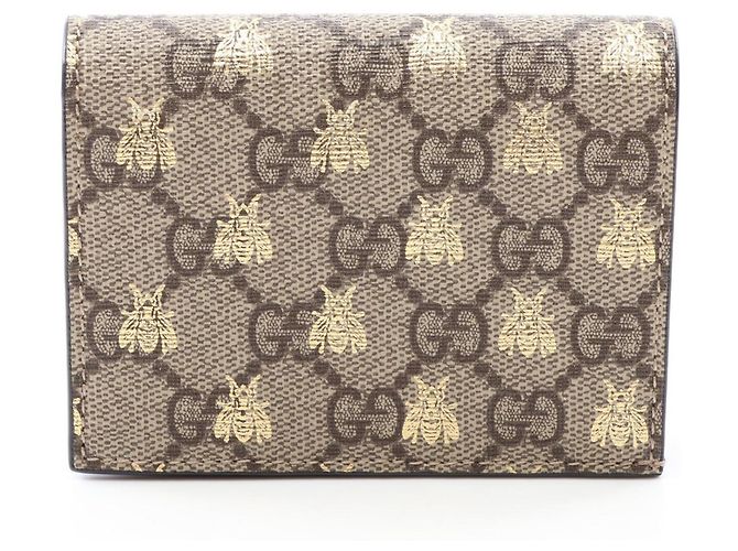 Gucci GG Supreme Bee Bi-fold Wallet Beige