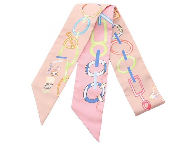 Hermès Sciarpa Hermes Twilly Do Re Boucles Rosa Multicolore