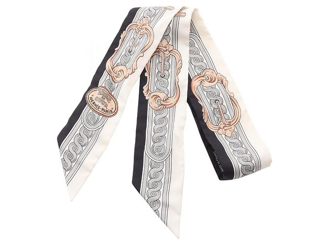 Sciarpa Hermès Twilly BRIDE DE COUR Marrone Nero Bianco 