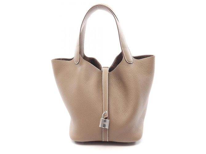 Hermès Borsa Hermes Picotin Lock MM in Grigio Marrone
