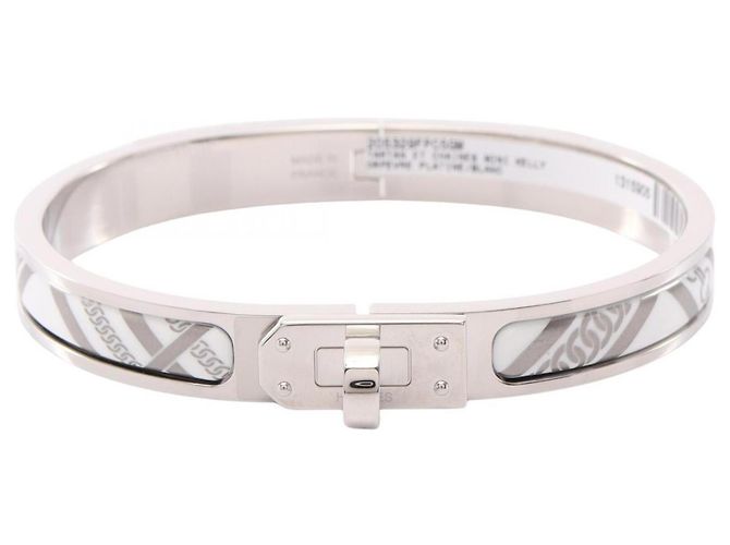 Hermès Pulseira Hermes Mini Click Kelly PM Prata Branco