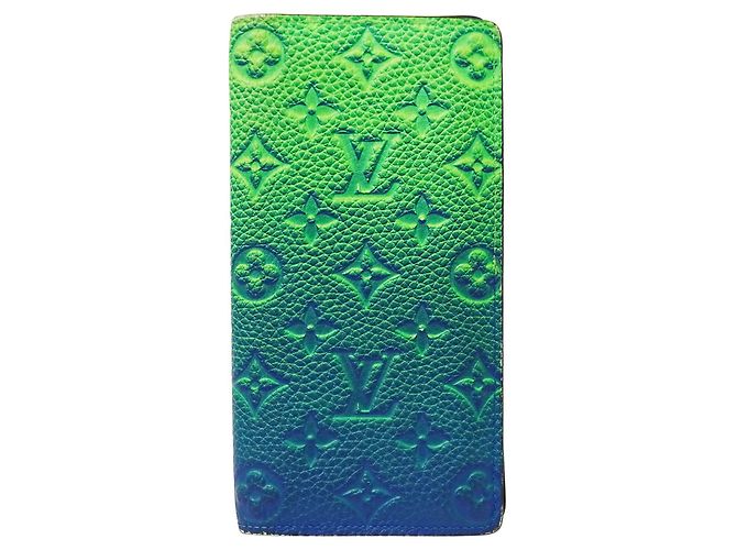 Louis Vuitton Men's Long Taurillon Illusion Wallet Blue Light green