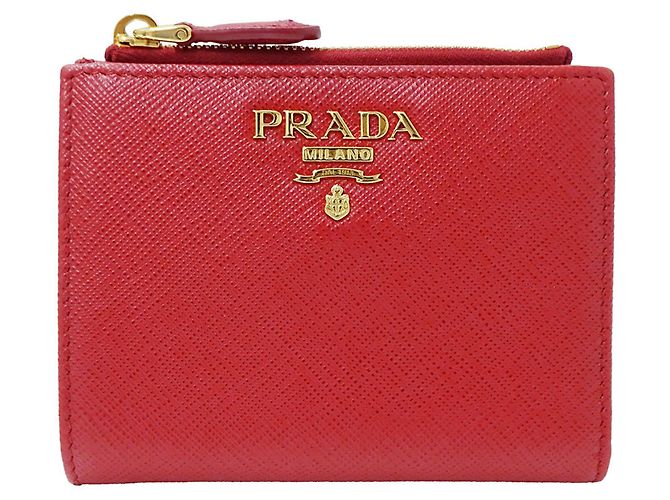 Saffiano Prada Women's Bi-fold Wallet Red