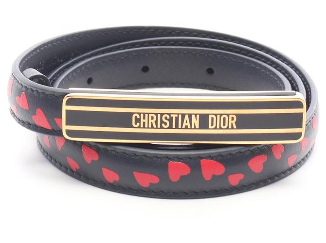 Mini cintura Christian Dior con logo cuore Rosso Blu navy