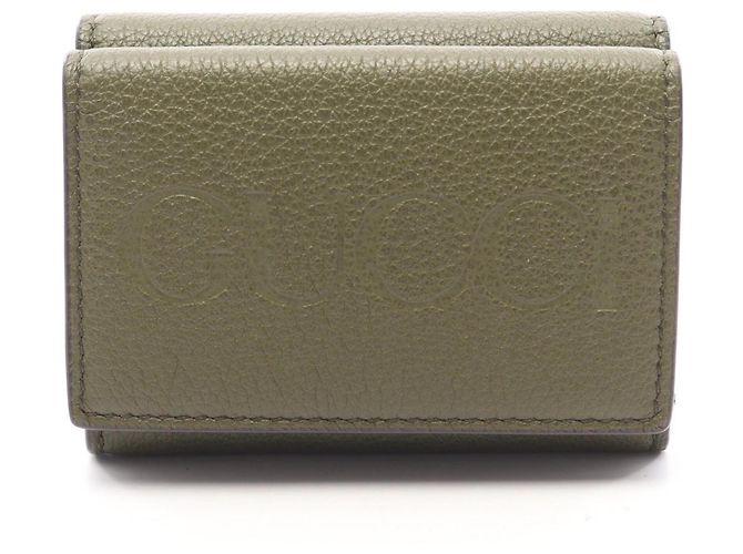 Gucci Mini Wallet Logo Tri-fold Leather - Khaki