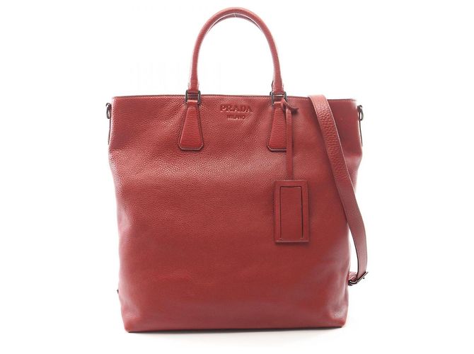 Borsa Tote 2-Way in pelle rossa Prada Rosso