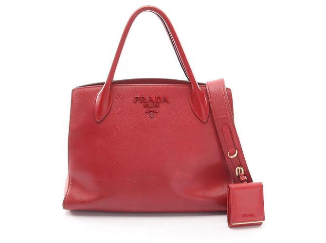 Bolso Prada Saffiano Cuir Monochrome Roja