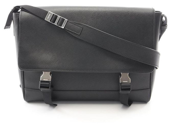 Prada Saffiano Reise-Schultertasche Schwarz