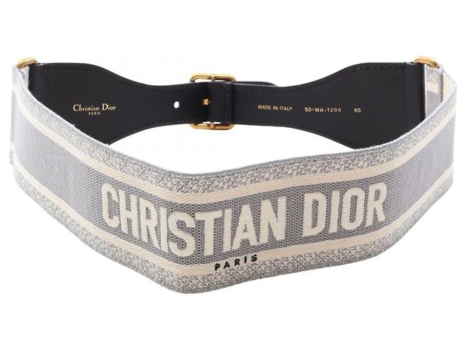 Cinturón maxi bordado Christian Dior Castaño Negro Blanco