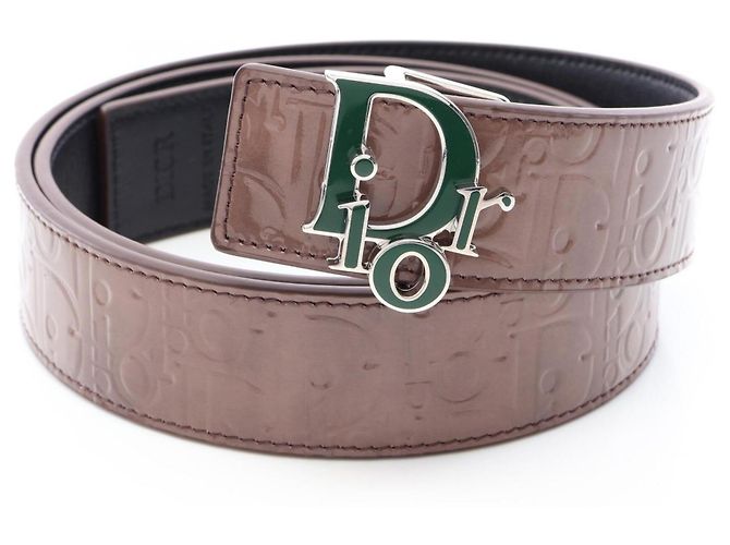 Cinturón reversible Christian Dior Dior Oblique con relieve Castaño Negro
