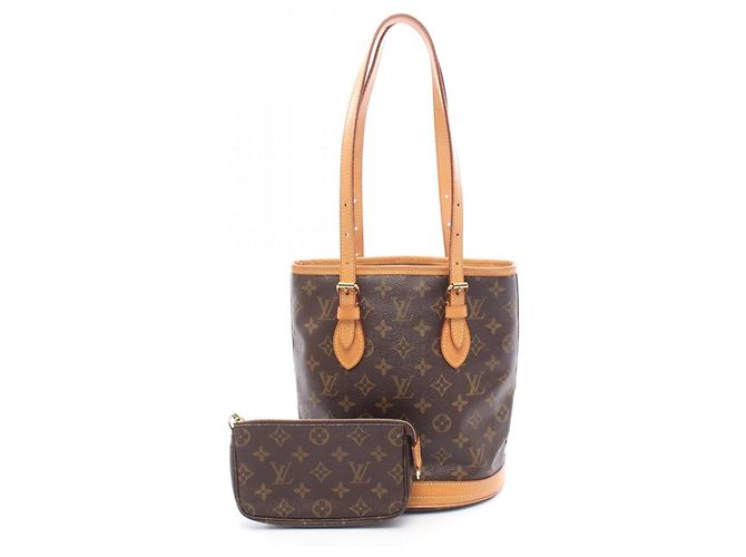 Borsa Louis Vuitton Bucket PM Monogram Marrone