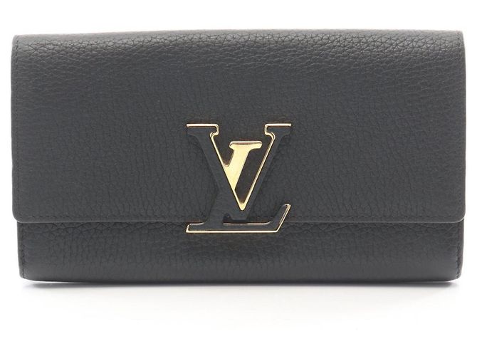 Louis Vuitton Portefeuille Capucines Bi-fold Long Wallet Black