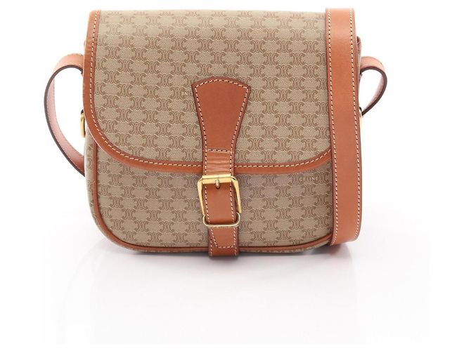 Céline Celine Macadam Schultertasche Braun Beige 