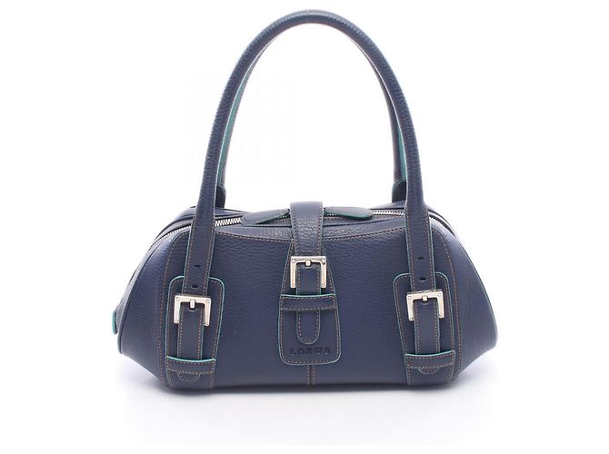 Borsa Loewe Senda in pelle verde e blu navy