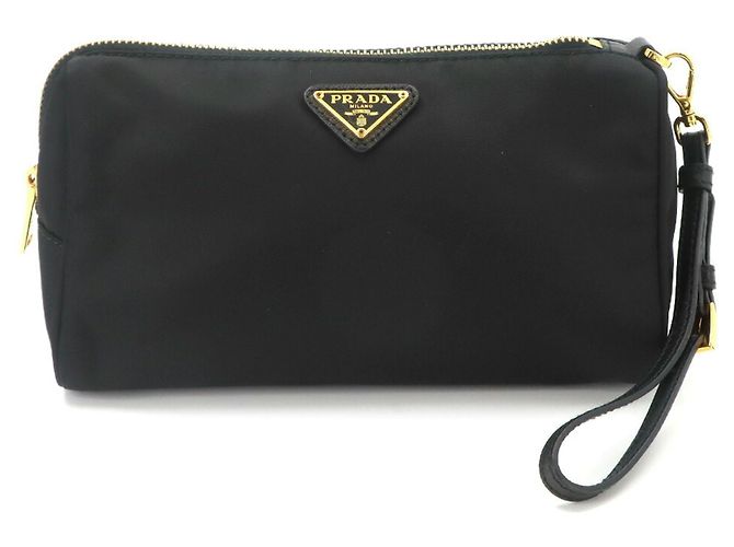 Borsa a mano/Pochette in nylon nero Prada