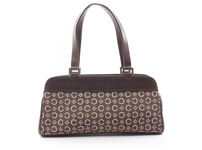 Céline Bolsa Celine C Macadam Marrom Cru