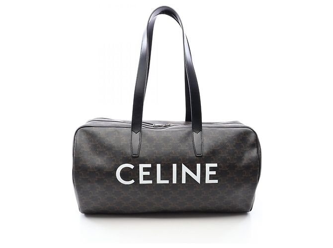 Céline Celine Triomphe Duffle Bag Braun Schwarz Weiß
