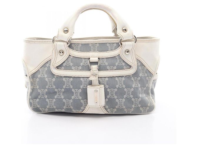 Céline Bolsa Celine Boogie Bag Paris Macadam Branco Azul