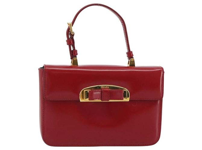 Prada Bow Top handle Leather Rouge