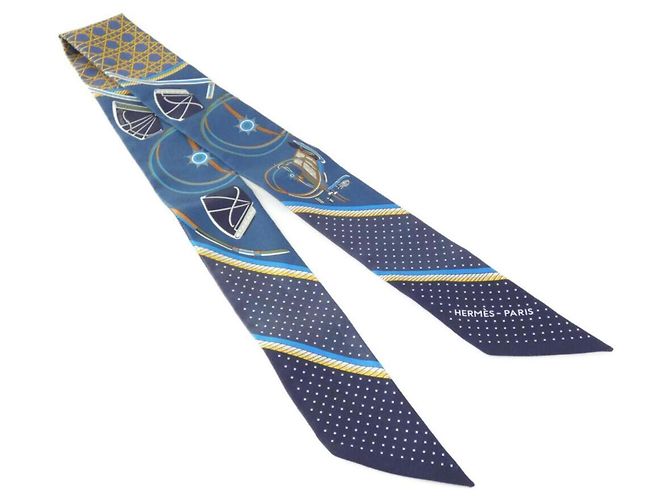 Hermès Sciarpa Twilly LES VOITURES A TRANSFORMATION Hermes Blu 