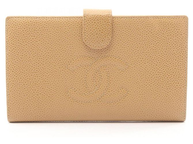 Portafoglio lungo bi-fold Chanel Coco Mark Beige