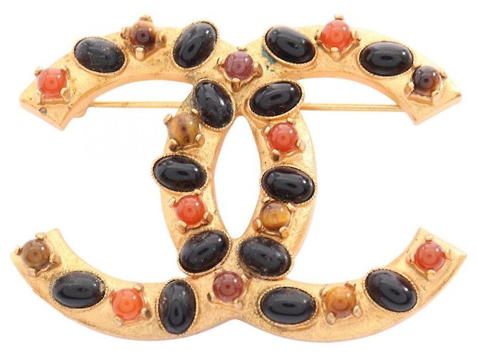 Spilla Chanel Coco Mark placcata oro Multicolore D'oro
